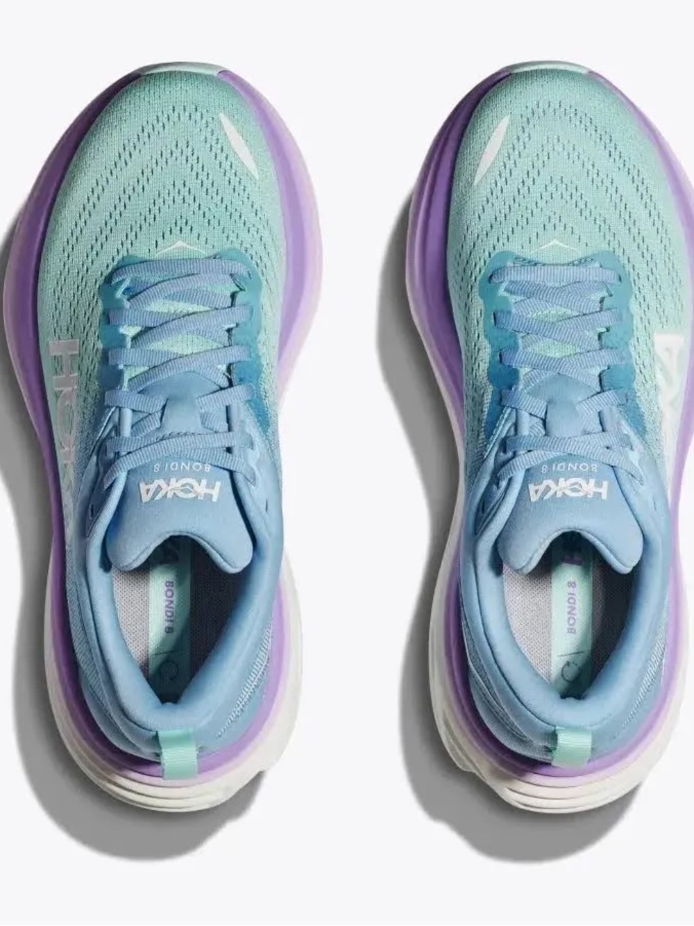 Hoka bondi 8 Women's Running Shoe in Aqua and Lavender - Picture 2 of 11